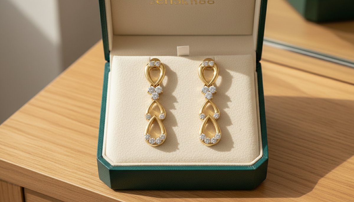 Classic Leaf Motif Diamond Dangle Earrings