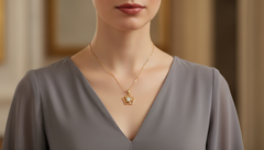 Modern Gold And Lab Diamond Finish Rosette Crystal Pendant