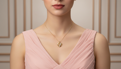 Modern Swirl Heart Motif Gold & Lab Diamond Pendant