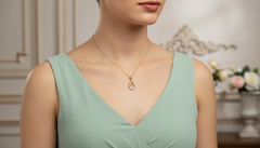 Modern Gold & Lab Diamond Double Loop Pendant