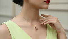 Classic Floral Motif Gold Diamond Pendant