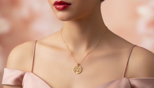 Dainty Gold & Lab Diamound Open-Work 'Tree of Life' Pendant