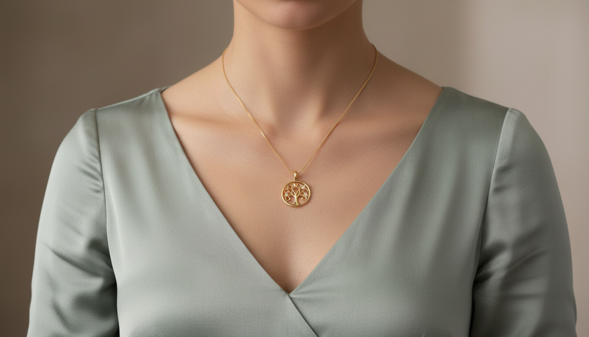 Dainty Gold Open-Work 'Tree of Life' Pendant