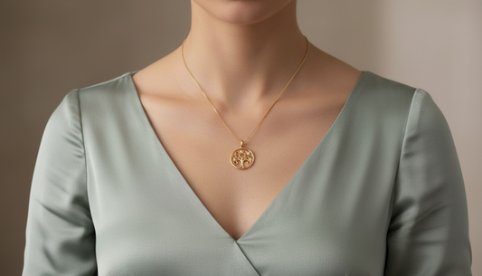 Dainty Gold Open-Work 'Tree of Life' Pendant