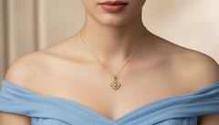 Modern Gold & Lab Diamond Finish Crystal Grid Design Pendant