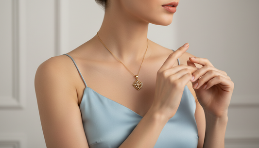 Modern Gold Finish Crystal Grid Design Pendant