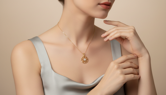 Modern Gold Finish Crystal Flower Pendant