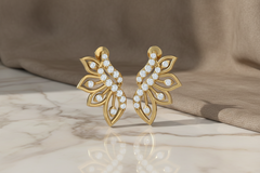 Classic Fern Foliage Diamond Studs Earrings