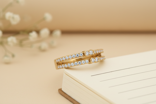 Two Crossover Diamond Ring