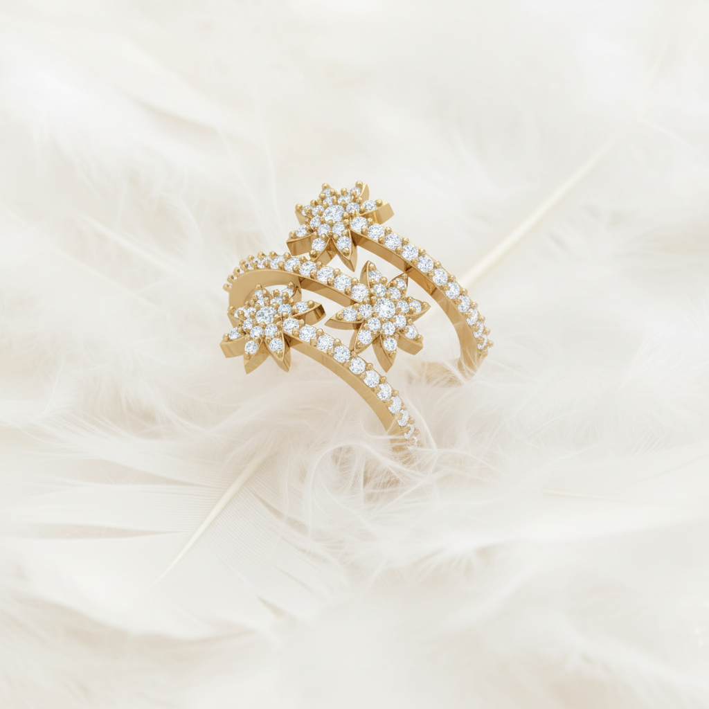 Minimalist Floral Cluster Wrap Ring