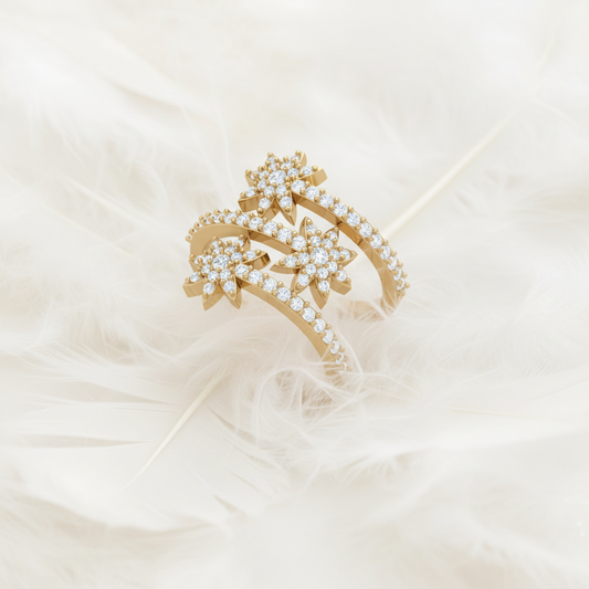 Minimalist Floral Cluster Wrap Ring