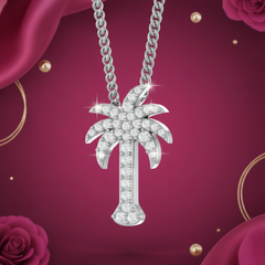Dainty Gold & Diamond Coconut Tree Necklace With Chain