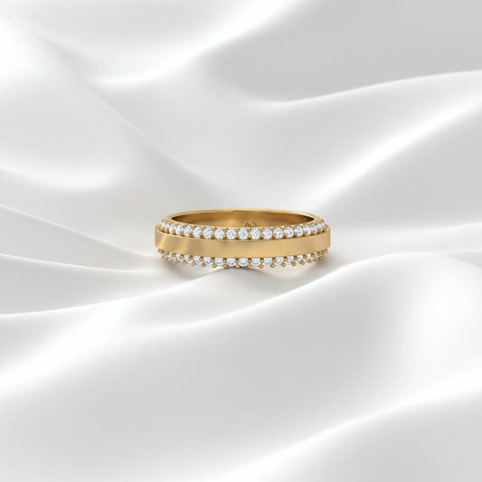 Brushed Finish Diamond Wedding Ring