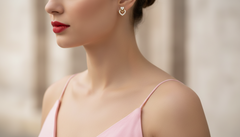 Romantic Gold Dual Heart Diamond Cluster Studs Earring