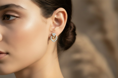 Romantic Dual Heart Gold & Lab Diamond Cluster Studs Earring