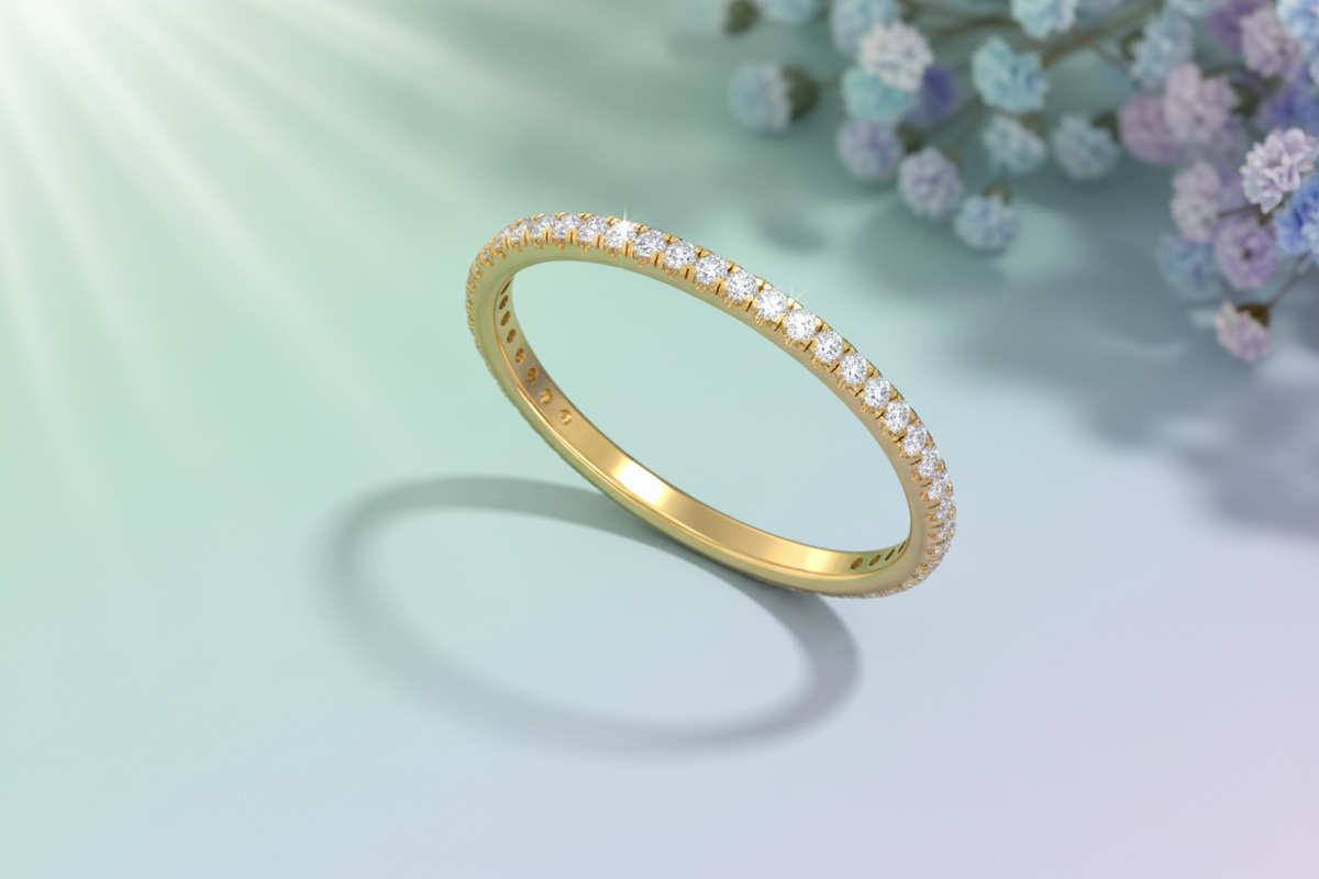 Women's Round Diamond Prong-Set Stackable Ring