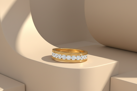 Durable Channel-Set Diamond Band Ring