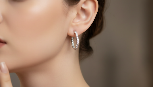 Brilliant Four CTTW Diamond Inside-Out Side Hoop Earrings