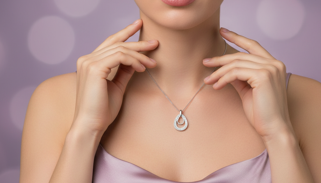 Diamond Starburst Oval Pendant