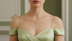 Dainty Gold & Diamond E Alphabet Pendant