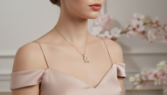 Dainty Gold & Diamond M Alphabet Pendant