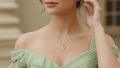 Dainty Silver V Alphabet Pendant