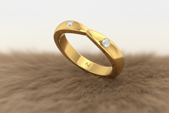 Bezel-Set Round Diamond Two Stone Bypass Ring