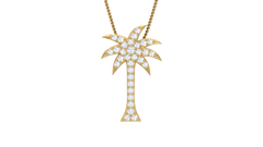 Modern Gold Finish Nautical Palm Tree Necklace With Chain