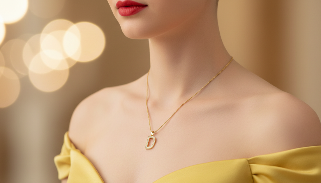 Alphabet D Unisex Diamond Pendant