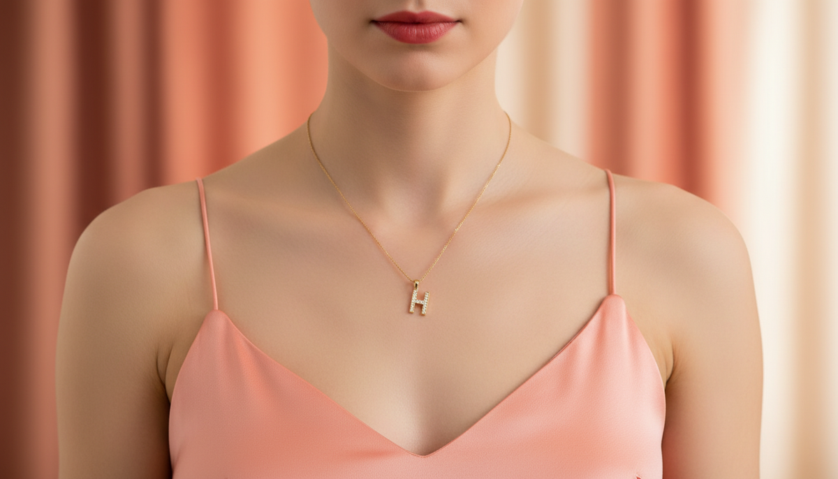 Alphabet H Unisex Diamond Pendant