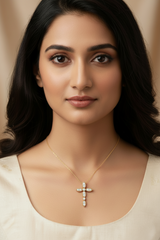 Marquise Cross Charm Necklace With Chain