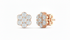 fourteen-Stone Cluster Studs Earrings