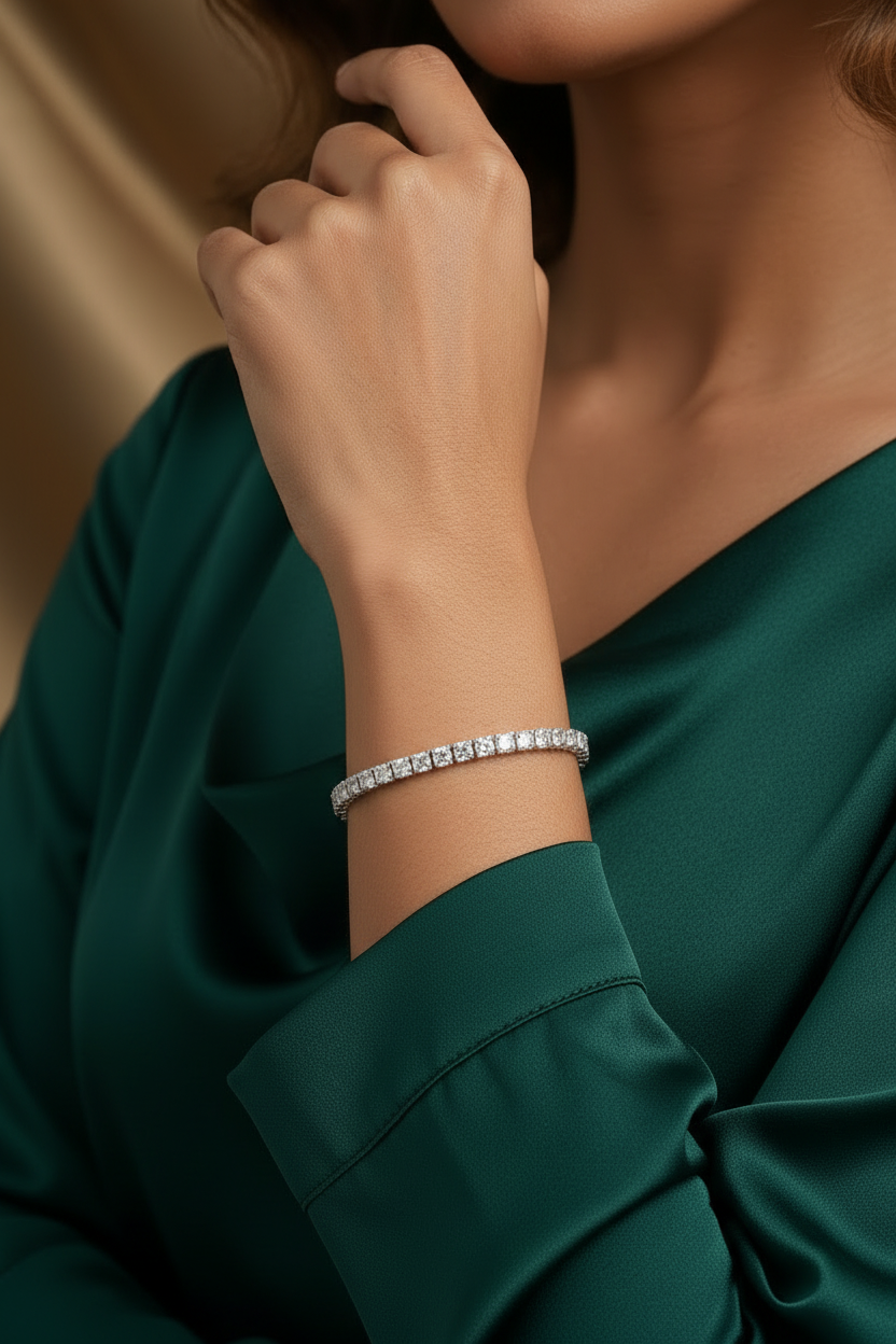 Tennis Bracelet featuring Prong-Set Round Diamonds
