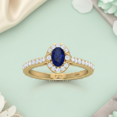 Oval Shape Sapphire With Diamond Ring