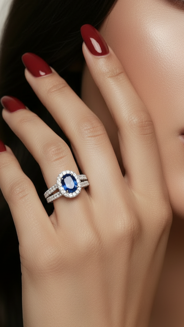 Oval Sapphire With Diamond Ring