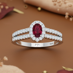 Oval Ruby With Diamond Ring