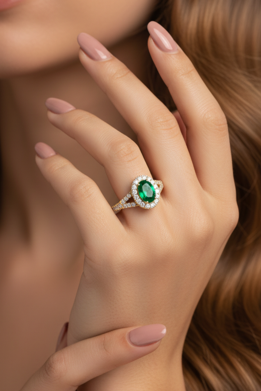 Oval Shape Emerald Ring