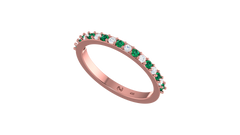 Round Emerald & Diamond Channel Set Wedding Band Ring