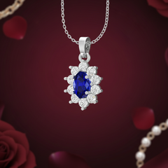 Oval Sapphire Floral Halo