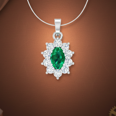 Oval Emerald Floral Halo
