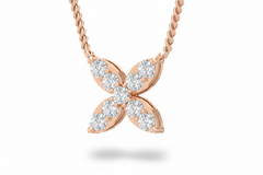 Classic Diamond Flower Cluster Necklace With Chain
