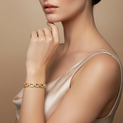 Modern Diamond & Gold Paperclip Link Bracelet