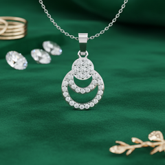 Elegant Cascading Diamond Oval Drop  Pendant
