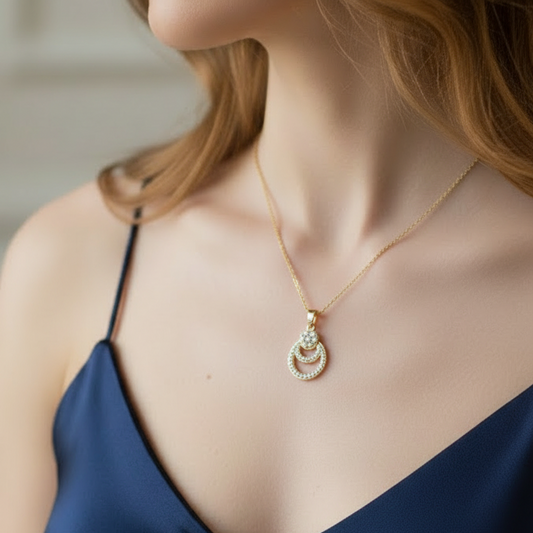 Elegant Cascading Diamond Oval Drop  Pendant