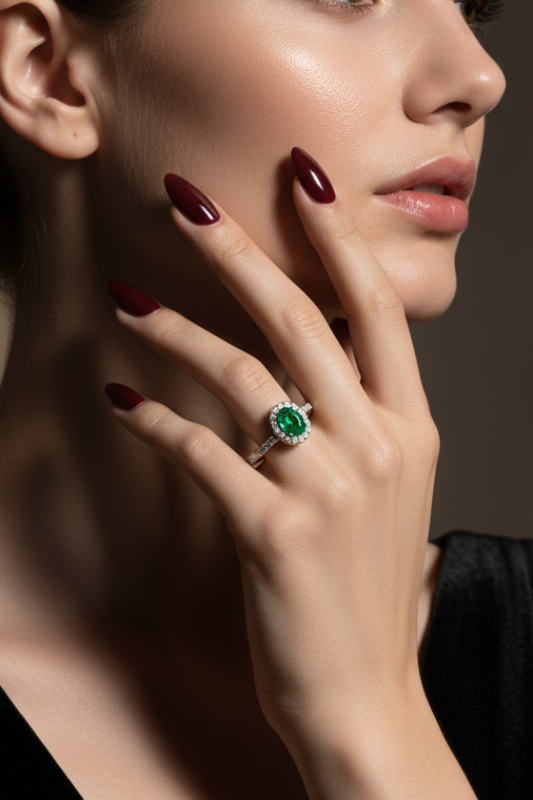 Round Diamond & Oval Emerald