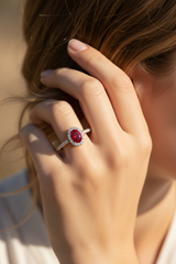 Round Diamond & Oval Ruby