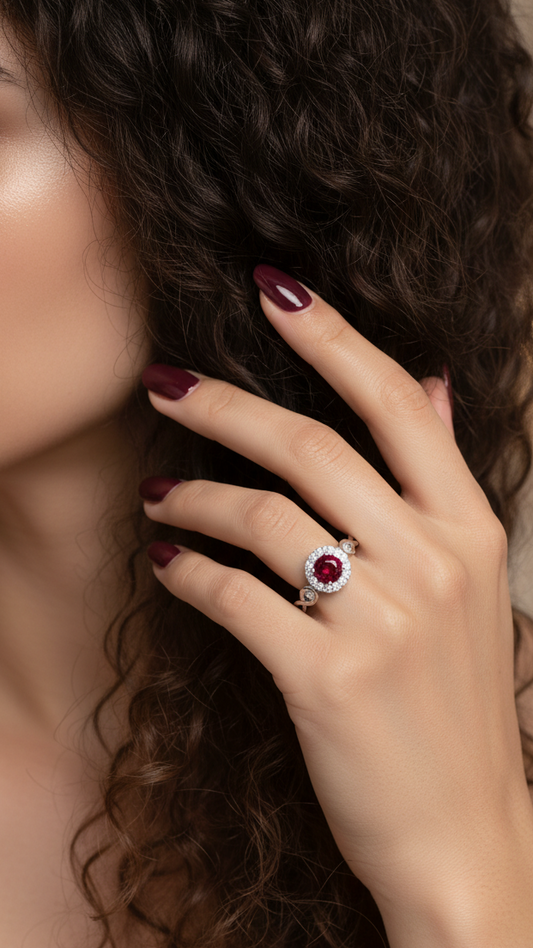 Center Stone Ruby With Diamond Approx Half Cttw