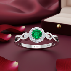 Center Stone Emerald With Diamond Approx Half Cttw