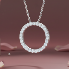 Open Circle Diamond Necklace with Chain