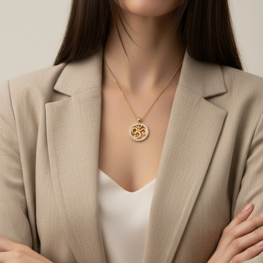 Diamond-Border Om Locket Pendant